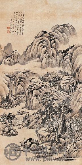 何维朴 庚申(1920年)作 乔岳松云图 镜心 水墨纸本