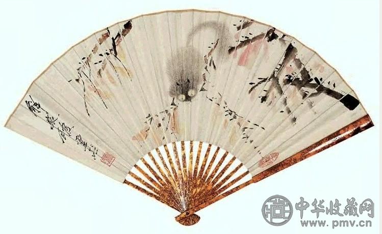 虚谷 松鼠 成扇 成扇