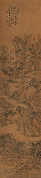 沈竹宾 西山霁景图 立轴 设色绢本