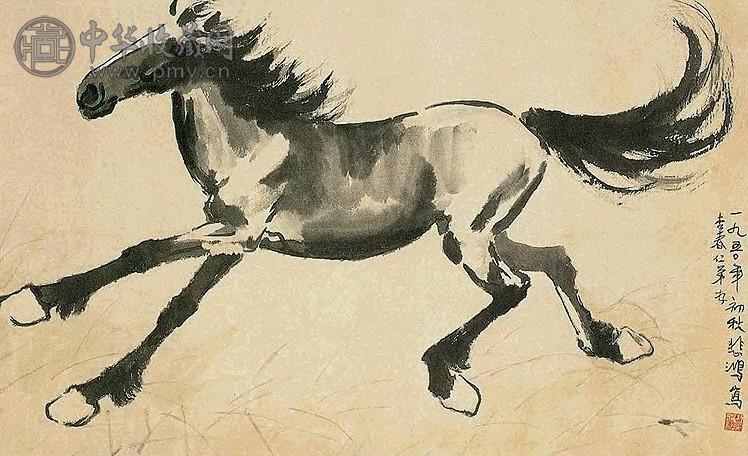 近现代 徐悲鸿 奔马图 轴