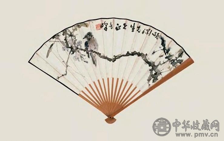 高奇峰 花鸟 成扇 设色纸本