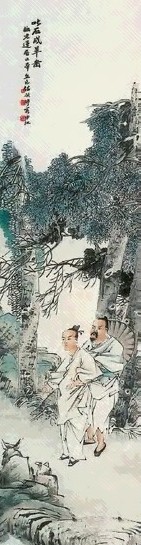 民国 任预 叱石成羊图 立轴 设色纸本