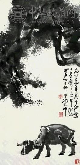 李可染 1981年作 柳阴立牛 立轴 水墨纸本