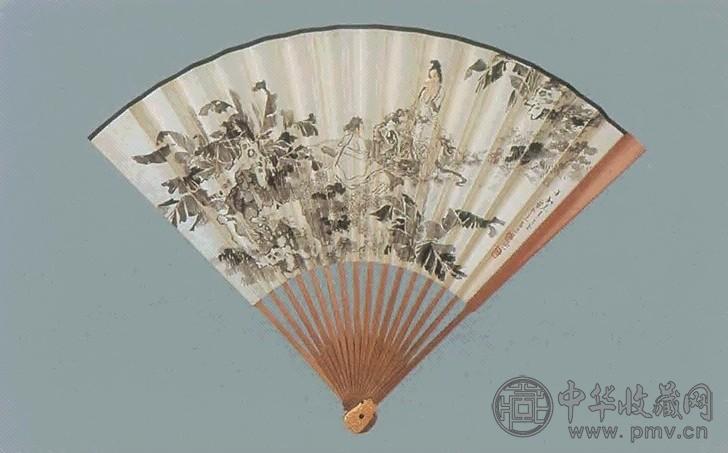 近现代 徐操 蕉林小憩 扇面