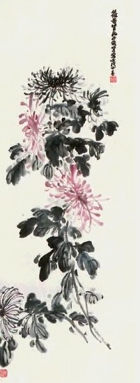 萧俊贤 花卉 立轴 纸本