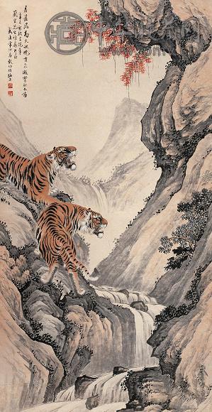 房毅 辛巳(1941年)作 长啸图 立轴 设色纸本