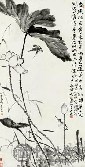 吴观岱 荷花翠鸟 轴