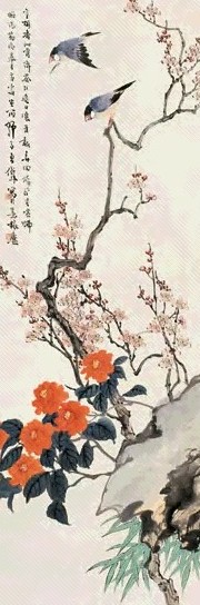 王师子 寒梅冻雀 立轴 设色纸本