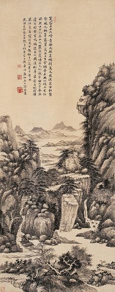 张庚 己卯(1759年)作 松壑鸣泉 立轴 水墨纸本