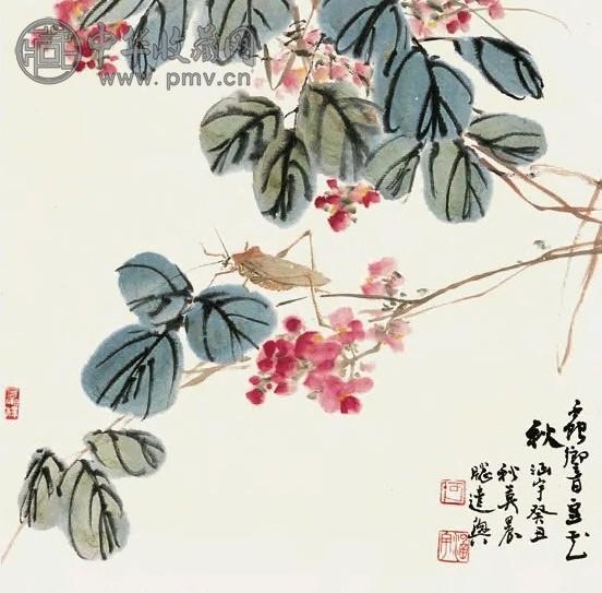 何涵宇 癸丑(1973年)作 草虫花卉 镜心 设色纸本