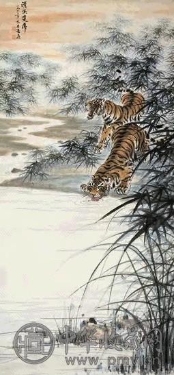 近现代 慕凌飞 清溪双虎 轴