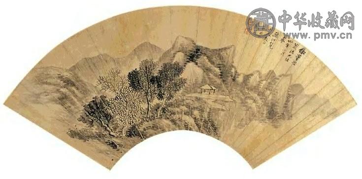 戴以恒 万壑积翠图 扇面 水墨纸本