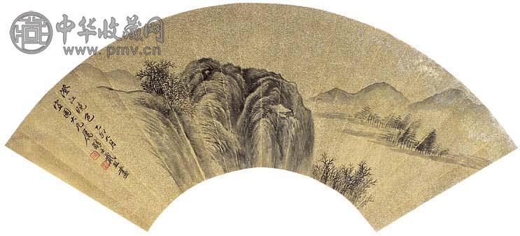 戴熙 澄江晓色 扇面 水墨纸本