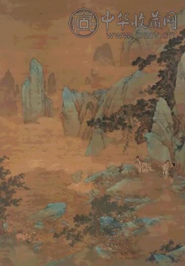 仇英 受天百鹿图 立轴 设色绢本