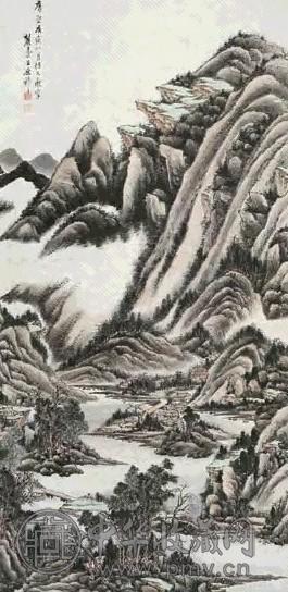 王原祁 山水 立轴 设色