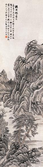 陆恢 夏日山居图 立轴 设色纸本