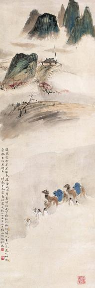 张旭明 边塞驼队 立轴 纸本