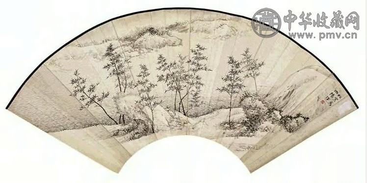 现代 溥佺 山水 扇面