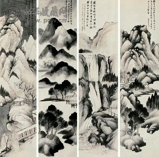 林纾 庚申(1920年)山水图 轴 纸本设色