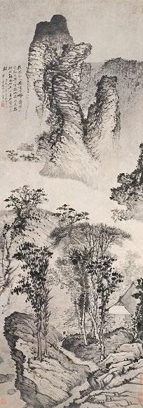 吴昌硕 1915年作 仿石涛山水 立轴 水墨纸本