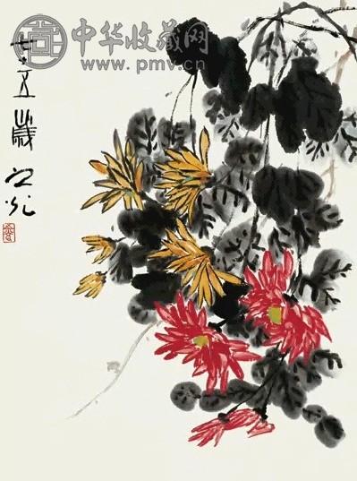 谢之光 菊花 立轴 纸本