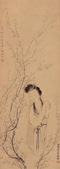 胡锡珪 金心兰 1882年作 仕女 立轴 水墨纸本