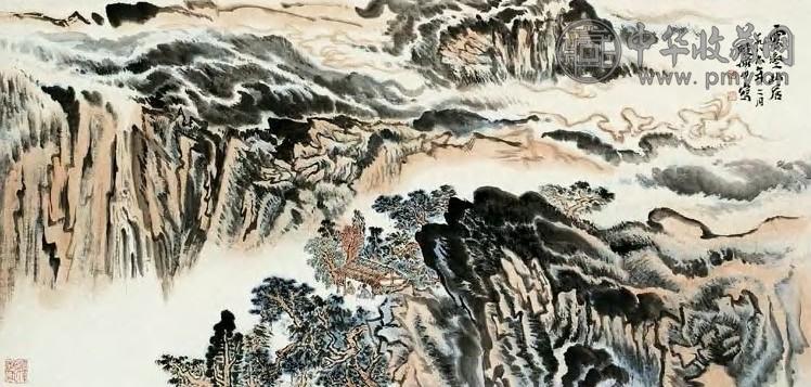 现代 陆俨少 云壑幽居 镜心