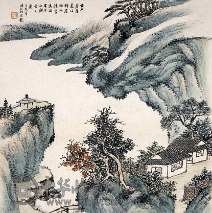 何维朴 山水 镜心 设色纸本