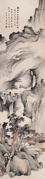 康涛 山水 立轴 设色纸本