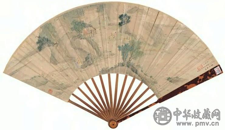 潘思牧 兰亭修契 成扇 设色纸本