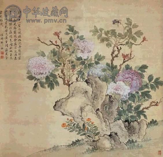 邹一桂 长春富贵图 立轴 设色绢本