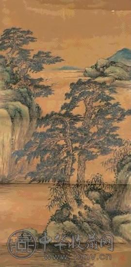 萧俊贤 松溪无尽 镜心 设色泥金