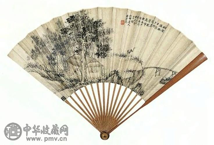 清 方士庶 桐荫鸟啼 成扇