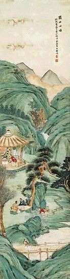 彭旸 商山四皓 轴 绢本设色