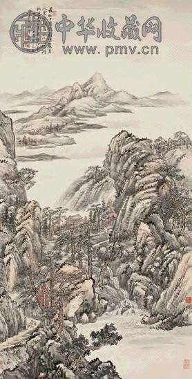 陆恢 溪山晴好 立轴 设色纸本