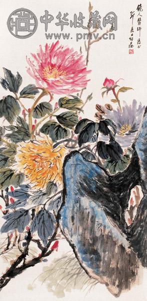 张大壮 乙卯(1975年)作 花卉 立轴 设色纸本