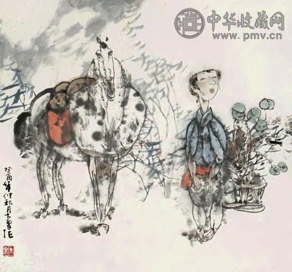 施大畏 牧马图 镜心