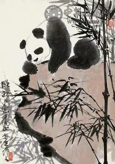 近代 吴作人 熊猫 轴