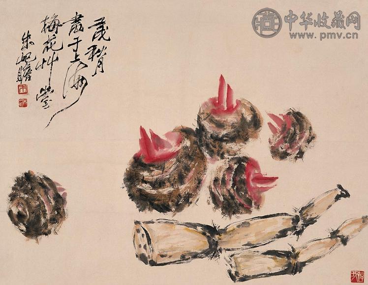 朱屺瞻 壬戌(1982年)作 菜蔬 立轴 设色纸本