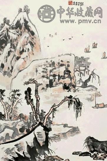 亚明 1982年作 山水 立轴 设色纸本