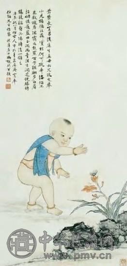 冯超然 近现代 婴戏图 轴