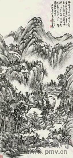 吴徵 1940年作 山水 立轴 水墨纸本
