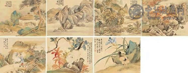 陆恢 1891年 集珍册 册页 八开 设色绢本