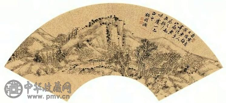 王学浩 庚寅(1830年)作 山水 扇片 水墨纸本