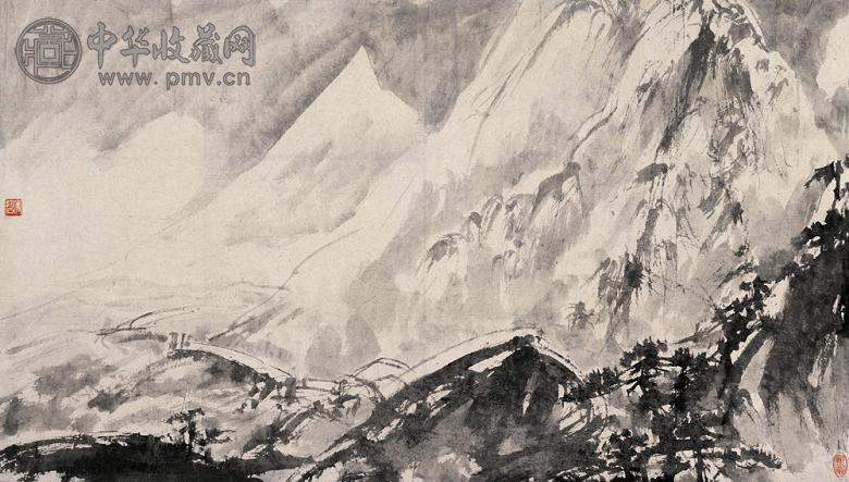傅抱石 雪景(画稿) 镜心 水墨纸本