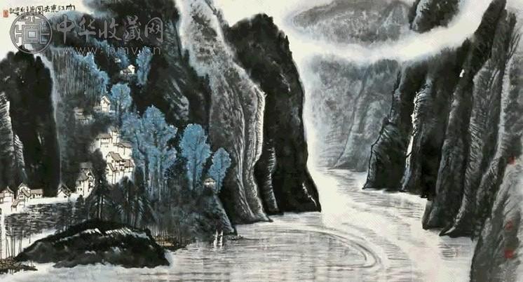 李行简 山水 横幅 纸本