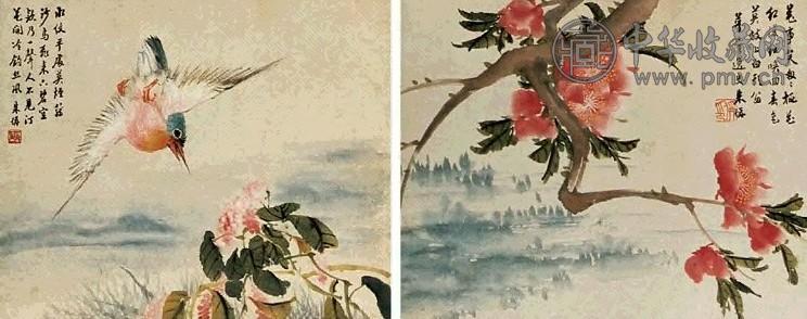 朱梦庐 花鸟 册页 设色纸本