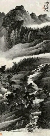 萧愻 松溪草堂图 轴