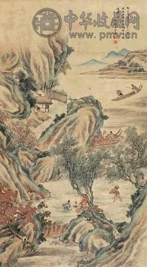 上官周 明月清风 立轴 设色纸本