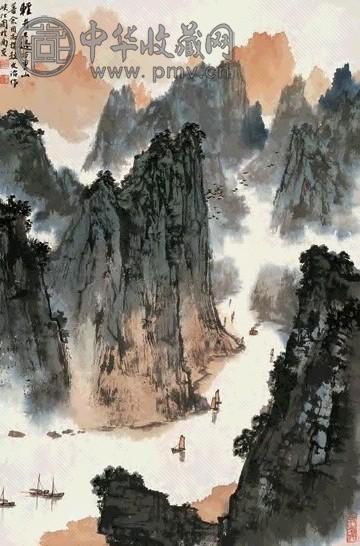 宋文治 峡江图 立轴 设色纸本